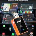 2026 Wireless CarPlay & Android Auto Adapter, One-Click Switch, 3s Auto Reconnect, A9 Chip, Bluetooth 6.0, 5.8GHz WiFi, Plug & Play, with USB-C & Right-Angle Cables