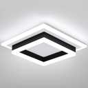 32W Modern LED Ceiling Light, Small Flush Mount Light Fixture, 6500K Cold White Ceiling Lamp, Square Hallway Lighting Fixtures for Living Room Bedroom Bathroom Kitchen (White, Cold White) (1 PACK, White&Black-6000K)