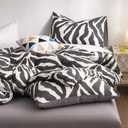 Zebra Duvet Cover Set Queen 100% Cotton Black and White Animal Print Bedding 1 Leopard Comforter Cover Full with Zipper Ties 2 Pillowcases for Kids Teens Boys Girls Women