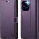 FLIPALM Wallet Case for iPhone 15 Series, RFID Blocking Credit Card Holder, PU Leather Folio Flip Kickstand Protective Shockproof Cover for Apple 15 Series (Purple, iPhone 15 Pro - 6.1")