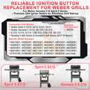 66220 Spirit 2 Igniter Switch for Weber Genesis II & Spirit II Grill GS4 Igniter Button Replacement Spirit II E310 E210 S210 S310 Electronic Ignition, Genesis 2 Grill Ignitor Replacement(2017-Newer)