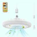 Plug in Ceiling Fan Light with Long Cord 19.68ft, Screw in Socket Fan Light with Remote Control, 110V Modern LED Small Portable Hanging for Bedroom Bathroom Gazebo Kitchen Kids Room Garage