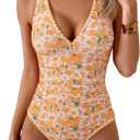 B2prity One Piece Swimsuit for Women Tummy Control Ruched Bathing Suit Push Up Tie Back Swimwear Shell Stitched (M)