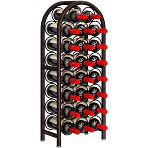 Wine Rack Freestanding Floor Metal Holders Stands Organizer Storage 23 Bottles (Brown)