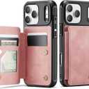 Vinich for iPhone 17 Pro Wallet Case with Card Holder, RFID Blocking Credit Slots Kickstand Shockproof Phone Cover Fit for iPhone 17 Pro 6.3" Rose Pink