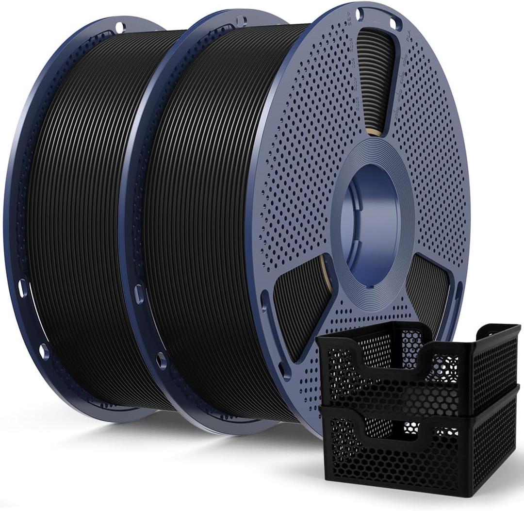 SUNLU PLA+2.0 Filament 1.75mm Black 2KG, High Speed PLA Plus2.0 Tougher and Stronger 3D Printer Filament Dimensional Accuracy +/- 0.02mm, 2 Pcs 1kg Spool(2.2lbs) Fits for Most FDM 3D Printers