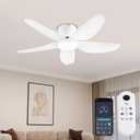 Ceiling Fans with Lights, 43 Inch Low Profile Ceiling Fan with Light and Remote/App Control, Flush Mount, Reversible DC Motor, 3CCT, Dimmable, Noiseless, White Ceiling Fan for Indoor/Outdoor Use