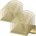 Delifox Inclined Desk File Organizer, Vertical File Folder Holder Stand Metal Rack File Sorter for Office Classroom Desktop Organization