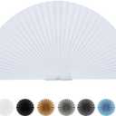 Arch Window Shade Half Circle Arched Non-Woven Stick on Cut to Size self Adhesive Light Filtering Half Moon Round Window Covering Pleated Blinds for Front Door (1, White, 36 x 18 Inches)  