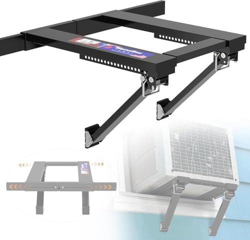 Upgraded No-Drill Window AC Bracket, Adjustable Window Air Conditioner Support for Single/Double Hung Windows, Heavy-Duty Holds 250lbs,Easy Installation, Rustproof Aluminum, Renter Friendly (Extend)