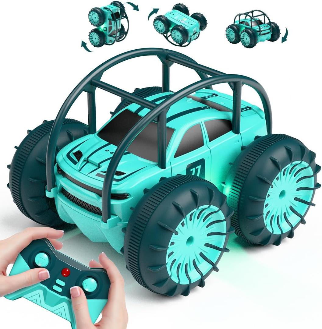 MaxTronic Amphibious Remote Control Car,Rechargeable RC Cars Toy 360° Flips Rotation Stunt Crawler 15KM/H 4WD All Terrain Outdoor Indoor Toy for Kids Boys Girls 3-12