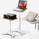 NAMON Laptop Floor Stand with Wheels - 2 in 1 Dual-use Floor & Desk, Adjustable Height from 16.5" to 51", Perfect for Home, Office, Meeting Room, Study (White Ash Effect) (Wheeled)