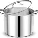 P&P CHEF 16 QT Stock Pot with Lid, Stainless Steel Large Cooking Pot, Soup Canning Stockpot for Stewing Simmering, Tri-ply Bottom for All Stoves, Heavy-Duty &Dishwasher Safe & Food-Grade, 16 Quarts