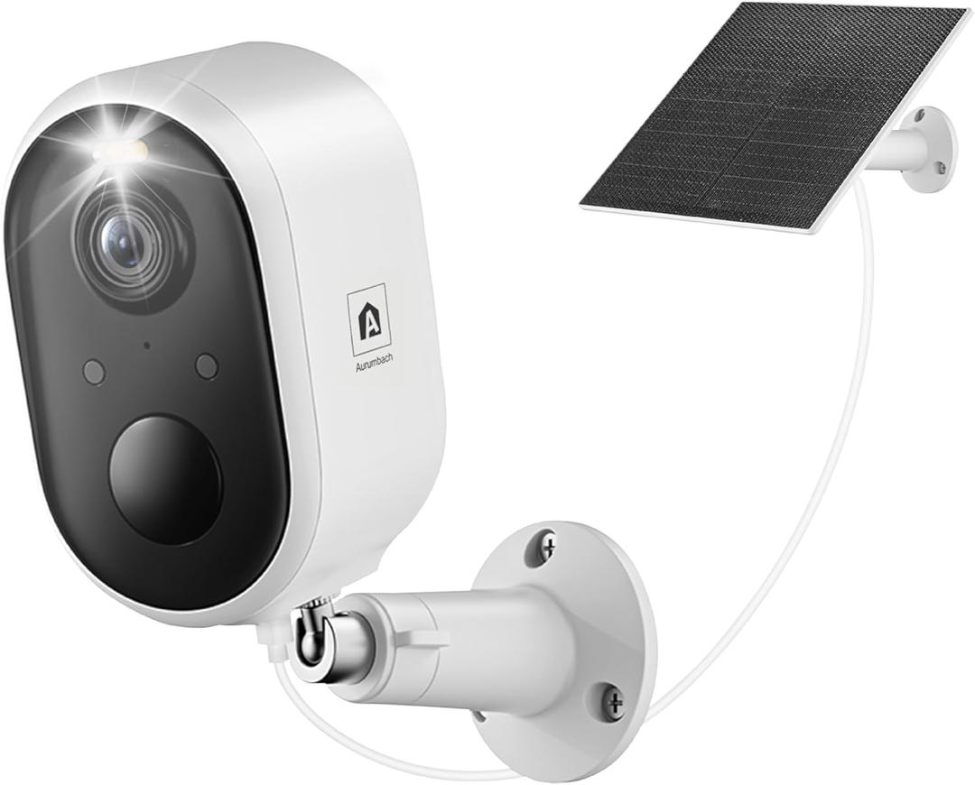Aurumbach - Solar Security Camera 2k Movement Detection, WiFi 2.4 GHz, Alarm Camera