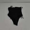 Yonique Women Strapless One Piece Swimsuit Tummy Control Bandeau Bathing Suit Cheeky Swimwear (Medium, Pure Black)
