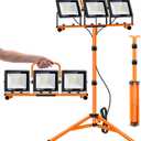 21000 Lumen Work Lights with Stand, 3 Adjustable Head LED Work Light, with Adjustable and Foldable Tripod Stand, Waterproof Lamp with Individual Switch with 6500 Kelvin Color Temperature