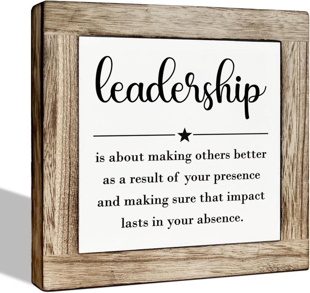 Leadership Quote Decorative Wooden Box Sign, Leader Gifts Appreciation Gift for Leader Boss Men Women, Decorative Inspirational Leader Quote, Home Office Decor