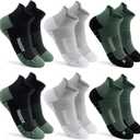Ankle Compression Socks for Women and Men,Low Cut Compression Running Socks with Arch Support(6 Pairs)Best for Sports,Travel (Large, A04-2black+2gray+2green)