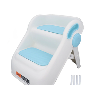 Toddler Step Stool Foldable 2 Step for Kids Collapsible Anti-Slip Stepping for Bathroom Sink, Potty Toilet, Kitchen Helper (Blue)