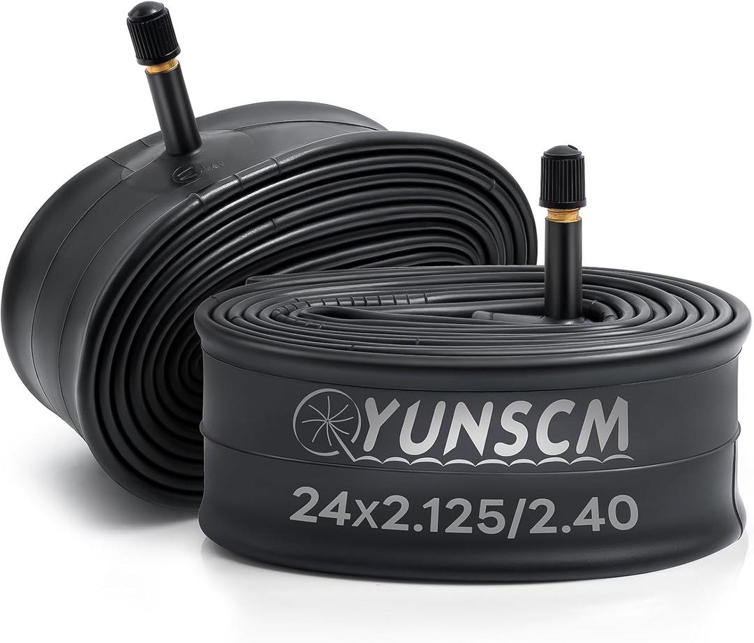 2-PCS 24" Bike Tubes 24x2.125/2.20/2.25/2.30/2.35/2.40 Bicycle Tubes Compatible with 24"x2.125"-2.40" AV32MM Schrader Valve/FV48mm Presta Valve Road Mountain Bike Bicycle Tire Tubes