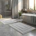 GRANNY SAYS Bathroom Rugs Sets 2 Piece,Soft Bath Mats for Bathroom, Bath Rugs Non Slip Washable, Absorbent Bath Rug for Tub, Shower and Toilet (Gray, 20" x 32" + 16" x 24")
