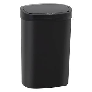 BestOffice | 13 Gallon Trash Can with Lid | Automatic Touchless Garbage Can | Odor Control | Modern Oval Design | Easy to Clean | Plastic | Black | Fits Any Kitchen, Bathroom, Office or Home