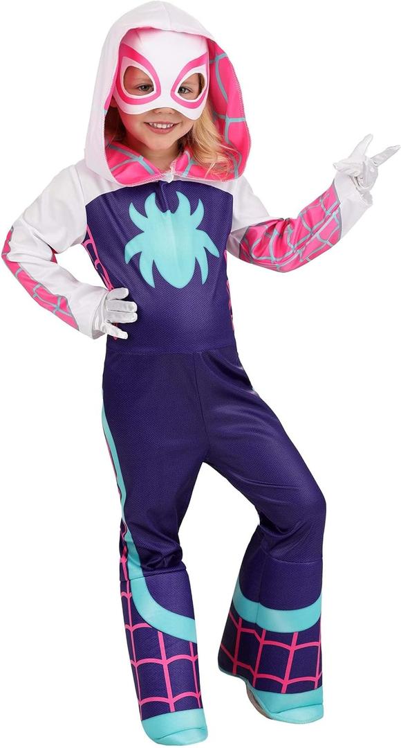 MARVEL Toddler Ghost Spider Costume, Girls Spider-Man and His Amazing Friends Gwen Stacy Kids Costume (3T-4T)