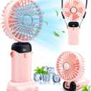 Portable Handheld Fan, 4000mAh Battery Operated Hand Fan with LED Display, 90Foldable Hand Held Fan with Base, USB Rechargeable Fan for Outdoor Indoor, Personal Mini Travel Fan for Women