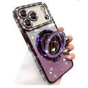 Magnetic Kickstand Glitter Case for iPhone 17 Pro Max,[Compatible with Magsafe] Cute Bling Sparkly Rhinestone with Camera Protector Makeup Mirror Women Girls Case for iPhone 17 Pro Max,Purple