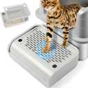 Rolcoassuns Litter Box Step, Cat Ramp/Pedal for Automatic Litter Box, Litter Catcher with Filter Function and Non-Slip Rubber Feet, Litter Step Stool Suitable for Kittens and Senior Cats (Light Grey Elevated)