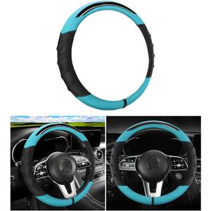 Osilly Car Steering Wheel Cover, Non-Slip Vehicle Steering Wheel Protector, Automotive Interior Accessories for Women Men, 15 Inch Universal for SUV, Truck, RV, Van and More Black/Cyan