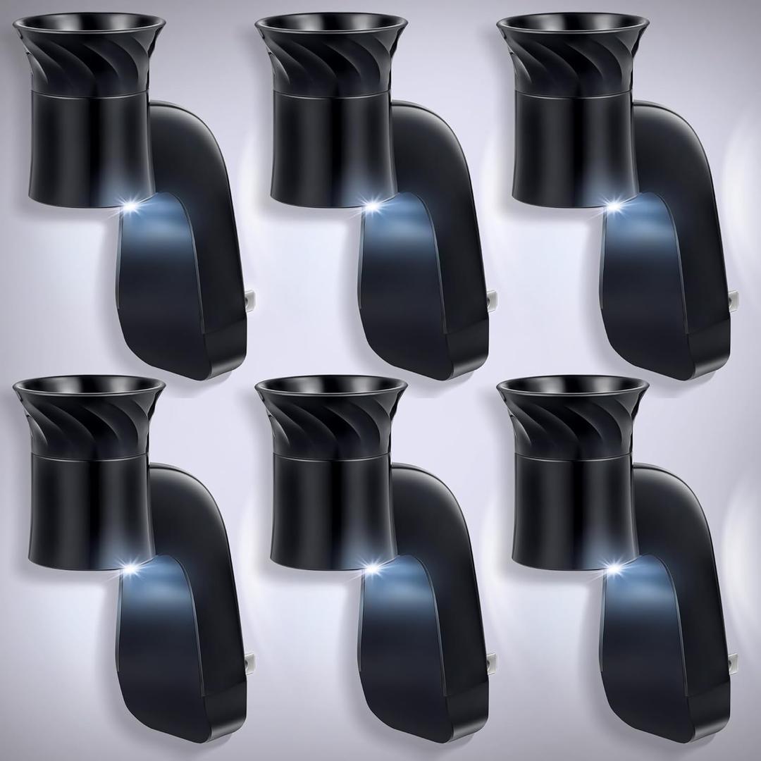 Hohean 6 Pcs Wall Fragrance Plug with Night Light Compatible with Bath and Body Works WallFlower Refills (No Fragrance Included), ETL Certified, Rotatable Scent Control Plug for Home/Office (Black)