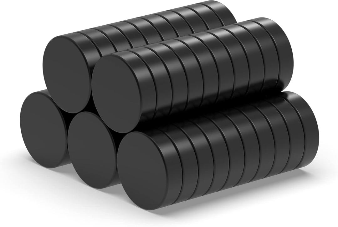 Strong Neodymium Magnets - Rare Earth, Heavy Duty, Round, Small, 0.47 x 0.12 Inch, 50 PCS, Black