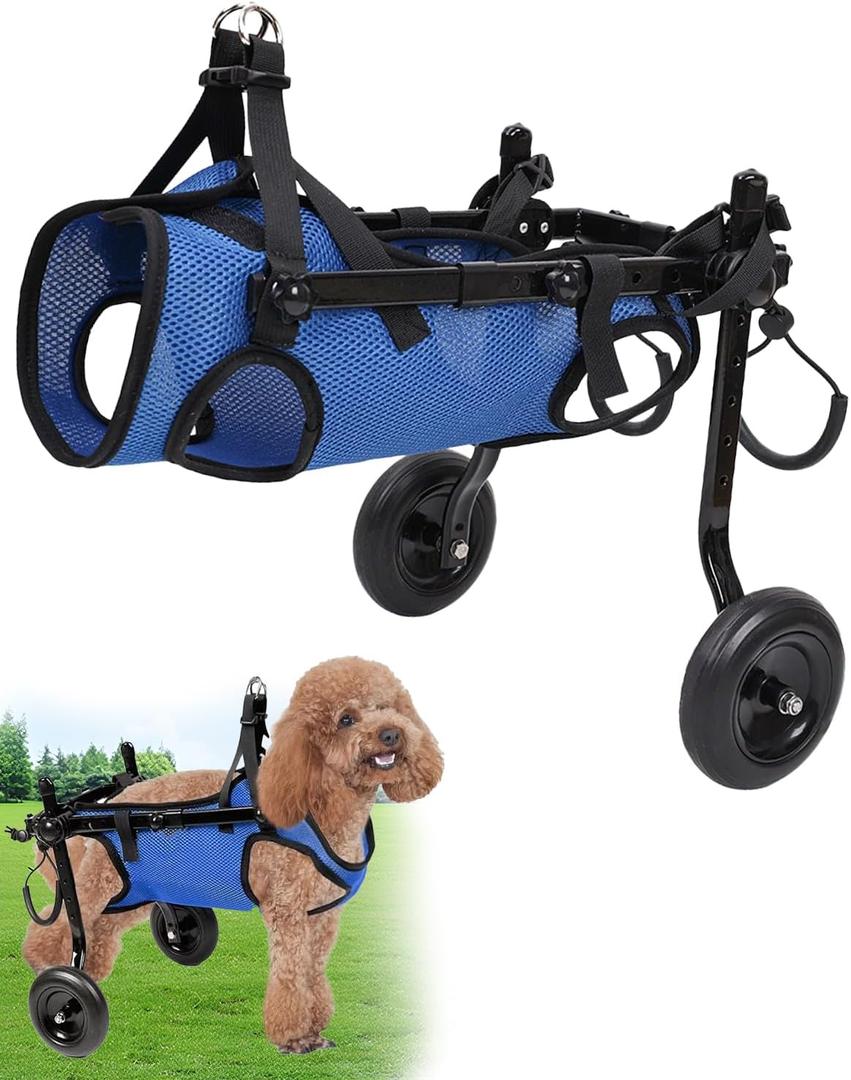 Dog Wheelchair for Back Legs, Cart Doggy Wheelchair with Disabled Hind Legs, Brace and Hip Support, Walking Mobility Aids for Small Pets Hind Limbs Dog Carts with Wheels, Adjustable