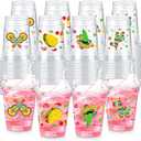 100 Pcs 12oz Fiesta Cups Mexican Plastic Cups Cinco De Mayo Clear Disposable for Fiesta Taco Birthday Party Drinkware Supplies Decorations