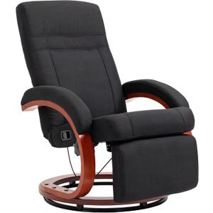 HOMCOM Manual Recliner Chair for Adults, Adjustable Swivel Recliner with Footrest, Padded Arms and Wood Base for Living Room, Black
