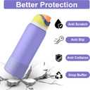 2 x Silicone Boot for Owala Water Bottle, 2PCS Anti-Slip Protective Sleeve for FreeSip/Twist/Flip Water Bottles, BPA Free, Dishwasher Safe, Bottom Bumper Cover Cup Accessories (40 Ounces, Purple)