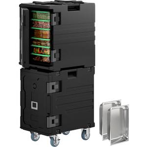 YITAHOME Insulated Food Pan Carrier, 2pcs 95 Qt LLDPE Hot Boxes for Catering w/Stainless Steel Pan, Catering Food Warmer for 6 Full-Size Pans, Stackable Design for Restaurant Family Gathering