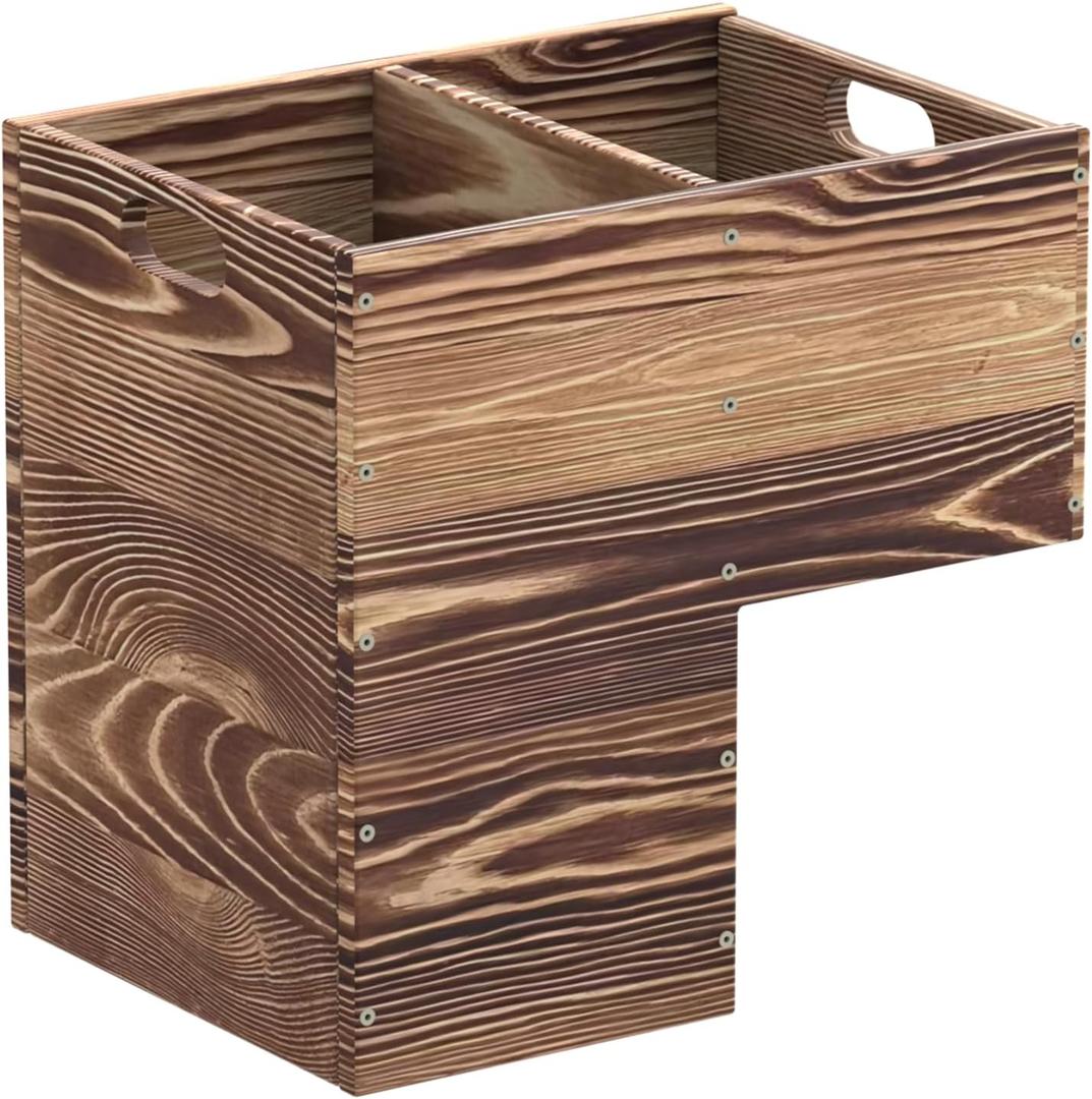 Wooden Stair Basket Organizer with Handles for Indoor Stairs(300mm Wide)