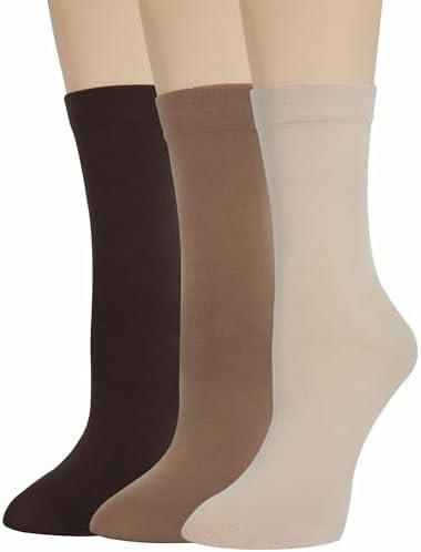 Bzoinien Thin Crew Socks for Women, Ladies Soft Cotton High Calf Boot Sock for Trouser, Dress, Business
