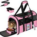 Seclato Cat Carrier Pet Carriers Airline Approved for Small Dogs Kitten Carriers for Small Medium Cats Under 15lb, Collapsible Soft Sided TSA Approved Travel Carrier, Pink