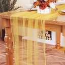 10pcs Golden Yellow Pearl Table Runner 120 Inch Long Boho Rustic Tulle Lace Table Runner for Baby Bridal Shower Wedding Arch for Spring Summer Pearl Table Cloth Decor