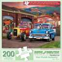 Bits and Pieces 200 Piece Puzzles for Adults - Hot Rod Sunset - 200 Extra Large Pieces 15" x 19" Jigsaw Puzzles, Classic Cards Hot Rods, No 2 Pieces Alike