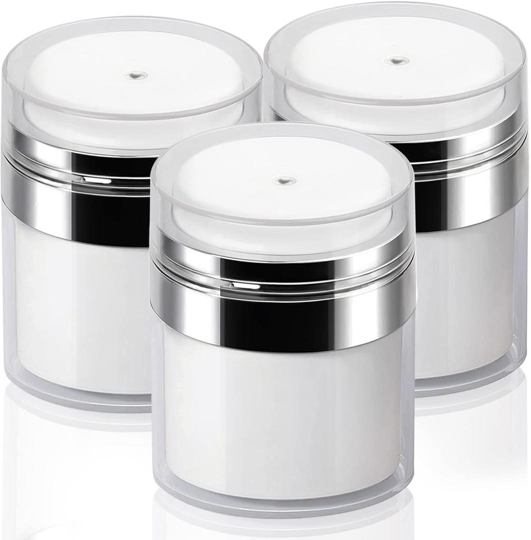 3Pcs 0.5 Oz 15ml Air Pump Container, Pump Moisturizer Containers, Empty Subpackage Jar Vacuum Bottle Dispenser for Skincare Lotion Moisturizer