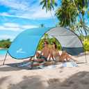 Sportneer Beach Tent Sun Shelter Beach Shade Canopy UPF 50+ UV Protection with 8 Wind Ropes and 12 Ground Stakes for Beach Camping Backyard Picnic Outdoor (Light Blue)