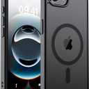 Magnetic for iPhone 16e Case, [Compatible with MagSafe] [Military Grade Drop Protection] Translucent Matte Shockproof Anti-Scratch Phone Case, Black