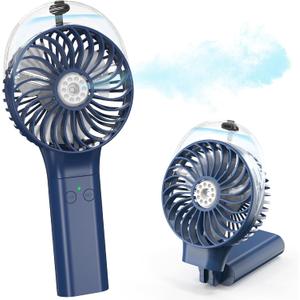 COMLIFE Portable Handheld Misting Fan, 3000mAh Rechargeable - Up to 10h Cooling & 1h Misting, Battery Operated Spray for Travel, Home Office, Camping, Outdoors (Blue)