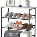 Garden 4 you 4 Tiers White Marble Shoe Rack,Freestanding Organizer Multi-Purpose Adjustable Flat and Slant Storage Rack Shoe Shelf, High Heels Potted Plant for Entryway Hallway Living Room Closet