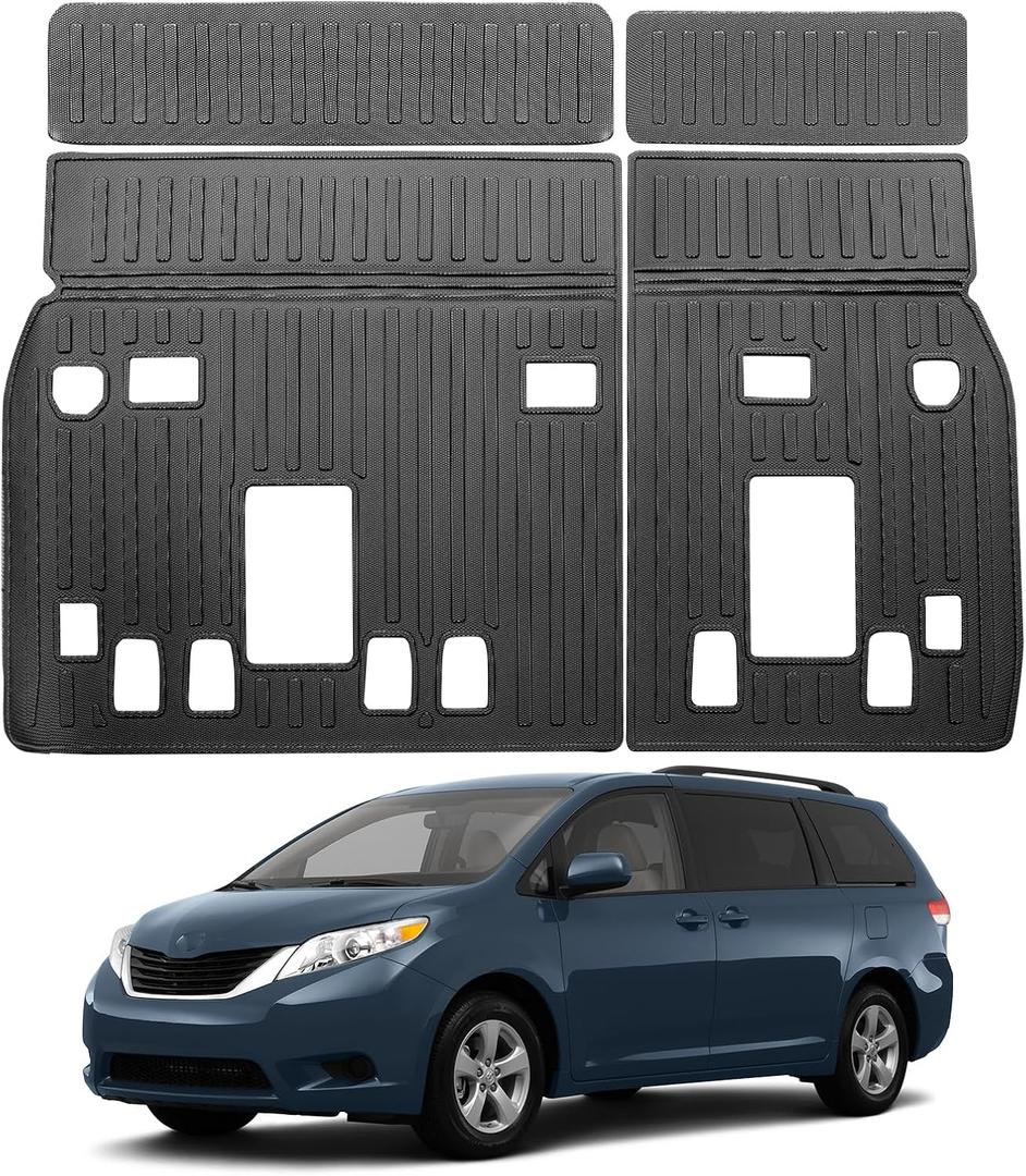 Vanseno Compatible for 2013-2020 Toyota Sienna Backrest Mats 7/8 Seater Model All Weather TPE Kick Mats Seat Back Cover for 2013 2014 2015 2016 2017 2018 2019 2020 Toyota Sienna Accessories