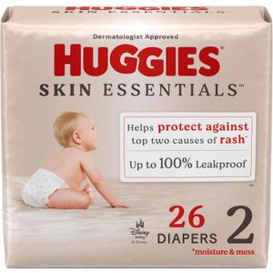 Huggies Size 2 Diapers, Skin Essentials Baby Diapers, Size 2 (12-18 lbs), 26 Count